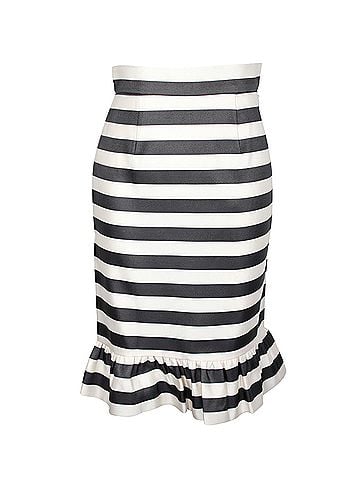 Mother of Pearl Mother Of Pearl Bella Jacquard Stripe Skirt in Black Silk (view 1)
