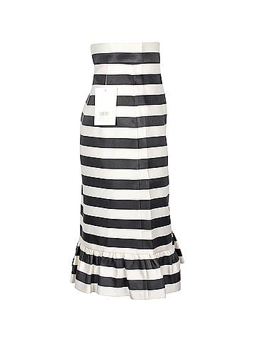 Mother of Pearl Mother Of Pearl Bella Jacquard Stripe Skirt in Black Silk (view 2)