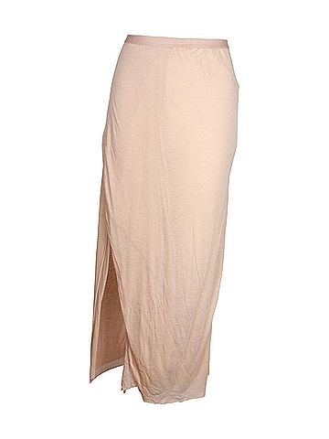 Rick Owens Rick Owens Side Slit Midi Skirt in Nude Viscose (view 1)
