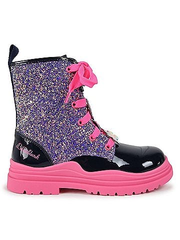 Billie Blush Girl's Glitter Boots With Flower Laces (view 1)