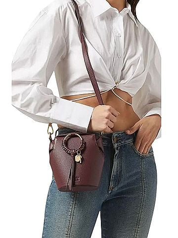 See By Chloé See by Chloé Joan Box bag in a burgundy textured-leather Bucket Bag (view 1)