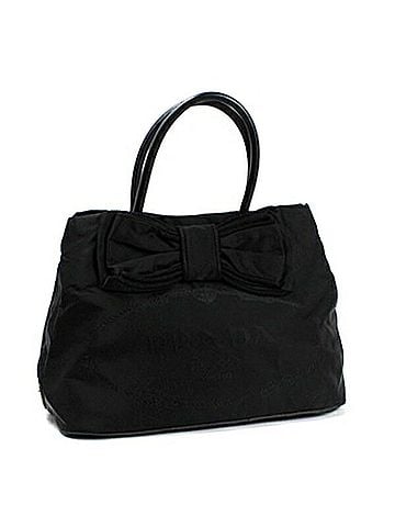Prada Prada Tote Bag with Ribbon, Black Nylon and Leather, IBG068, Women's, Card Included (view 1)