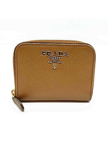Prada Prada coin case, round, camel and brown Saffiano leather, 1MM268 PRADA (view 1)
