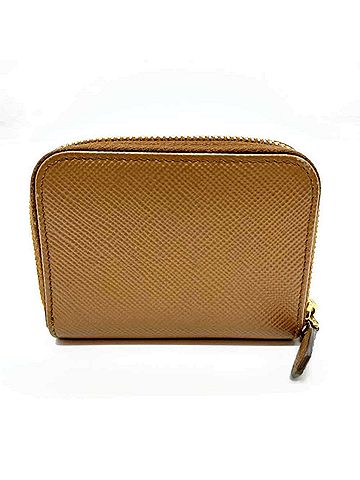 Prada Prada coin case, round, camel and brown Saffiano leather, 1MM268 PRADA (view 2)