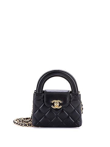 Chanel Kelly Top Handle Shopping Bag Quilted Shiny Aged Calfskin Nano (view 1)