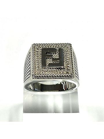 Fendi FENDI FF logo silver ring 2 Made in Italy Fendi (view 1)