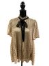 Max Studio 100% Polyester Polka Dots Tan Black Short Sleeve Blouse Size L - photo 1