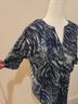 Lyssé Print Blue White Short Sleeve Blouse Size S - photo 3
