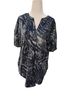 Lyssé Print Blue White Short Sleeve Blouse Size S - photo 1