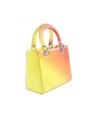 Christian Dior Christian Dior Dior Lady handbag, leather, women's, yellow, burgundy (view 2)
