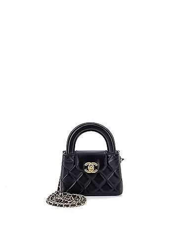 Chanel Kelly Top Handle Shopping Bag Quilted Shiny Aged Calfskin Nano (view 1)