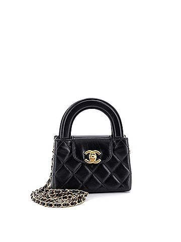 Chanel Kelly Top Handle Shopping Bag Quilted Shiny Aged Calfskin Nano (view 1)