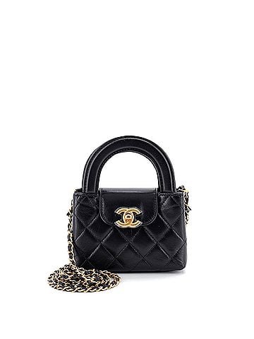 Chanel Kelly Top Handle Shopping Bag Quilted Shiny Aged Calfskin Nano (view 1)