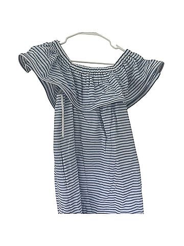 Line & Dot Blue Stripe Lea Off Shoulder Casual Dress (view 2)