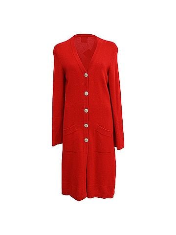 Chanel Chanel Button-Down Knitted Long Cardigan in Red Cashmere (view 1)
