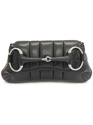 Gucci GUCCI Horsebit Small Chain Shoulder Bag in Quilted Leather, Black, 764339 (view 1)