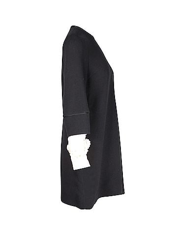 Victoria Beckham Victoria Beckham Lace Sleeves Shift Dress in Black Wool (view 2)