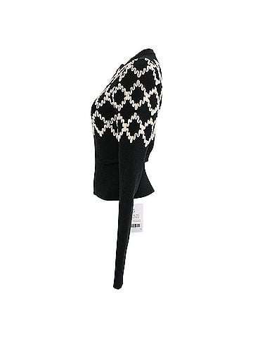 Alaïa Alaïa Patterned Zip-Up Cardigan in Black Wool (view 2)