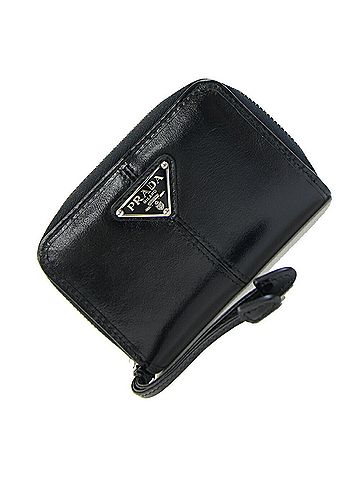 Prada Prada Coin Case 2MM003 Black Leather Purse Mini Wallet Compact for Men and Women (view 1)