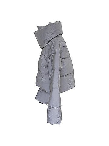 Rick Owens Rick Owens Funnel-Neck Zip-Up Down Jacket in Grey Polyamide (view 2)
