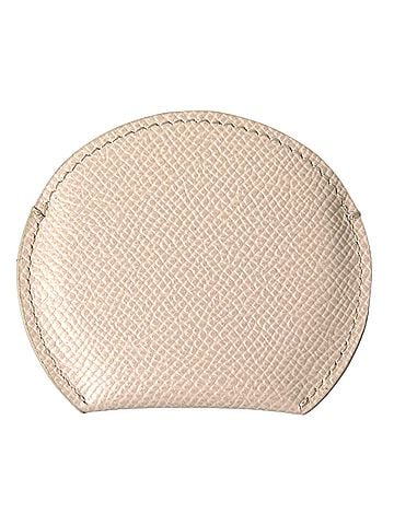 Dolce & Gabbana Basic Beige Calfskin Leather Round Logo Hand Mirror Women's Holder (view 2)