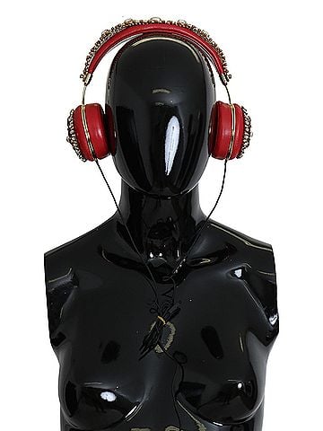 Dolce & Gabbana Basic FRENDS Leather Red Floral Crystal Headset Women's Headphones (view 1)