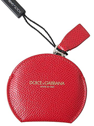 Dolce & Gabbana Basic Red Calfskin Leather Hand Mirror Women's Holder (view 1)