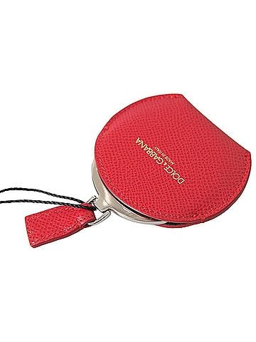Dolce & Gabbana Basic Red Calfskin Leather Hand Mirror Women's Holder (view 2)