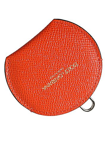 Dolce & Gabbana Basic Orange Calfskin Leather Round Logo Hand Mirror Women's Holder (view 1)
