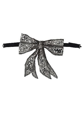 Dolce & Gabbana Basic Silver Crystal Beaded Sequined Catwalk Necklace Women's Bowtie (view 1)