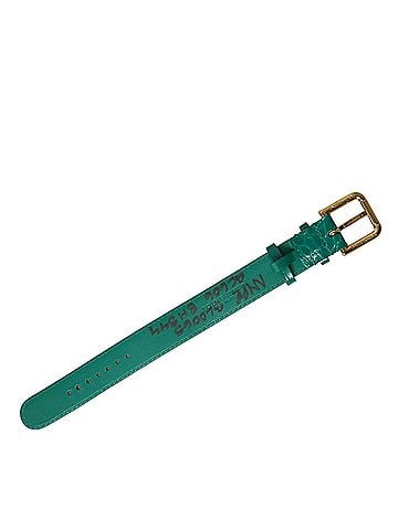 Dolce & Gabbana Basic Green Textured Leather Gold Tone Metal Buckle Women's Neckband (view 1)