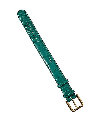 Dolce & Gabbana Basic Green Textured Leather Gold Tone Metal Buckle Women's Neckband (view 2)