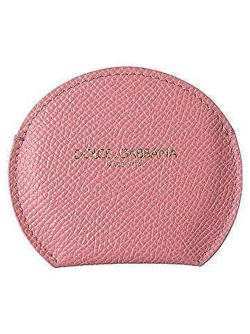 Dolce & Gabbana Basic Pink Calfskin Leather Round Mirror Women's Holder (view 1)