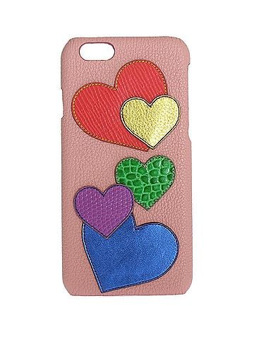 Dolce & Gabbana Basic Pink Leather Heart Phone Women's Cover (view 1)