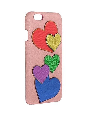 Dolce & Gabbana Basic Pink Leather Heart Phone Women's Cover (view 2)