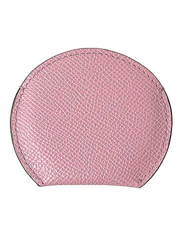 Dolce & Gabbana Basic Pink Calfskin Leather Round Logo Print Hand Mirror Women's Holder (view 2)