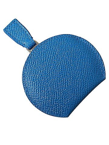 Dolce & Gabbana Basic Blue Calfskin Leather Round Logo Hand Mirror Women's Holder (view 2)