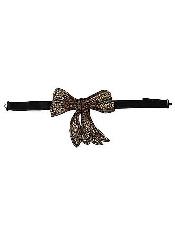 Dolce & Gabbana Basic Gold Tone Silk Rhinestone Embellished Women Women's Bowtie (view 1)