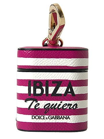 Dolce & Gabbana Basic Fuchsia Dauphine Leather Logo Airpods Women's Case (view 1)