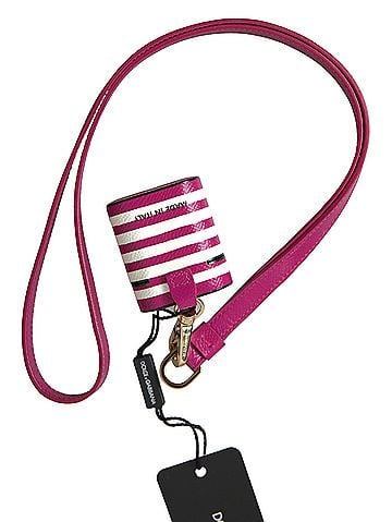 Dolce & Gabbana Basic Fuchsia Dauphine Leather Logo Airpods Women's Case (view 2)