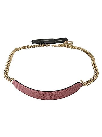 Dolce & Gabbana Basic Pink Leather Gold Chain Accessory Shoulder Women's Strap (view 1)