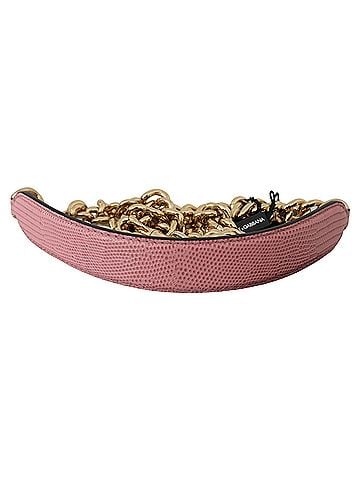 Dolce & Gabbana Basic Pink Leather Gold Chain Accessory Shoulder Women's Strap (view 2)