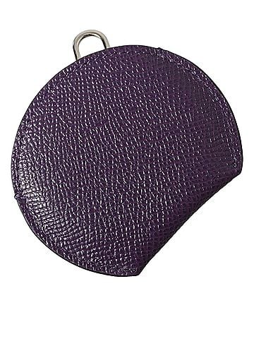 Dolce & Gabbana Basic Purple Calfskin Leather Round Logo Hand Mirror Women's Holder (view 2)