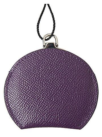 Dolce & Gabbana Basic Purple Calfskin Leather Round Hand Mirror Women's Holder (view 2)