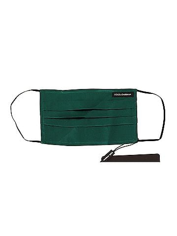 Dolce & Gabbana Basic Green Silk Pleated Elastic Ear Strap Face Women's Mask (view 1)