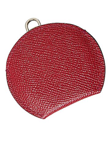 Dolce & Gabbana Basic Red Calfskin Leather Round Logo Hand Mirror Women's Holder (view 2)