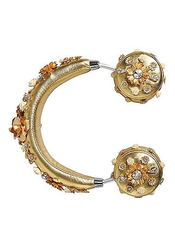 Dolce & Gabbana Basic Gold Leather Floral Crystal Angel Headset Women's Headphones (view 1)