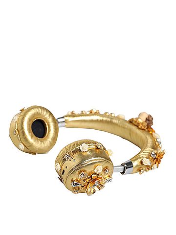 Dolce & Gabbana Basic Gold Leather Floral Crystal Angel Headset Women's Headphones (view 2)