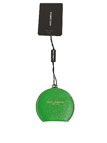 Dolce & Gabbana Basic Green Calfskin Leather Round Logo Hand Mirror Women's Holder (view 1)
