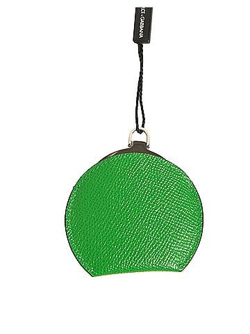 Dolce & Gabbana Basic Green Calfskin Leather Round Logo Hand Mirror Women's Holder (view 2)